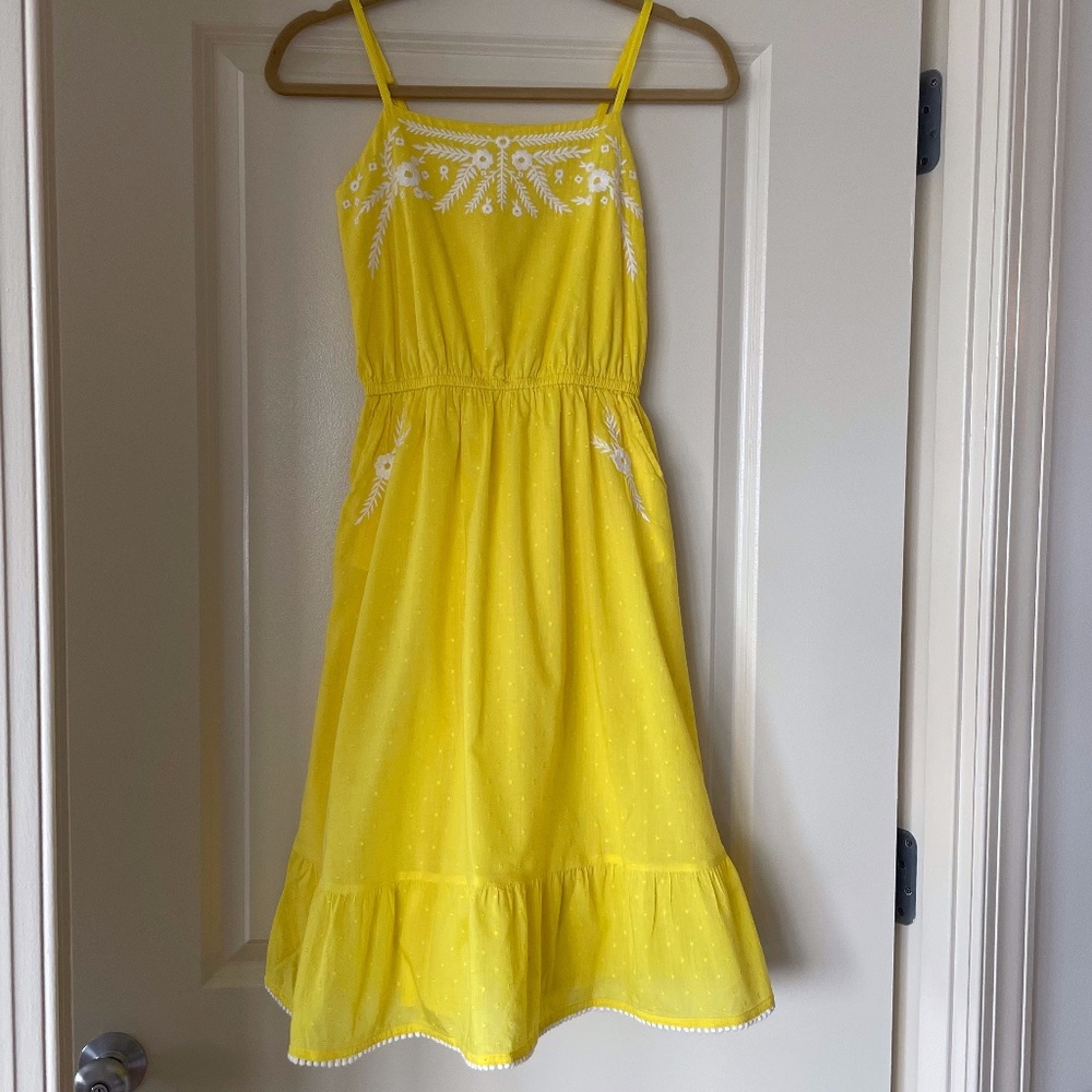 Boden Yellow Cotton Embroidered Sun Dress